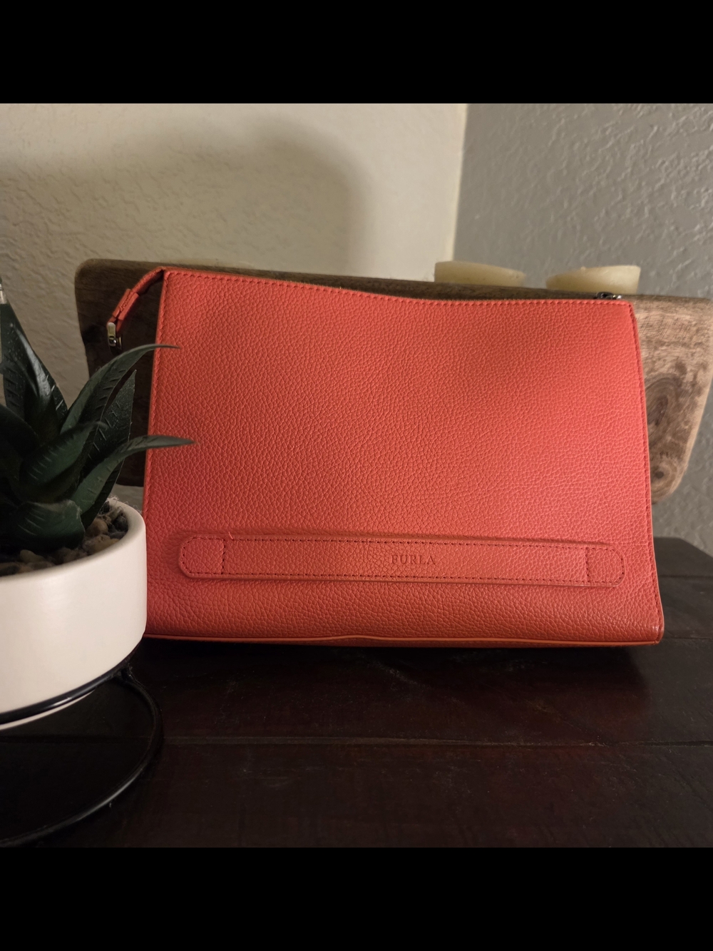 Furla Coral Pebbled Leather Clutch/ Pouch